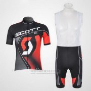 2012 Fahrradbekleidung Scott Grau und Rot Trikot Kurzarm und Tragerhose